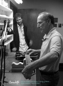 Bob Benedetto sets up Bravo 7-String guitar for Benedetto Player Taylor Roberts Savannah GA 2-23-14