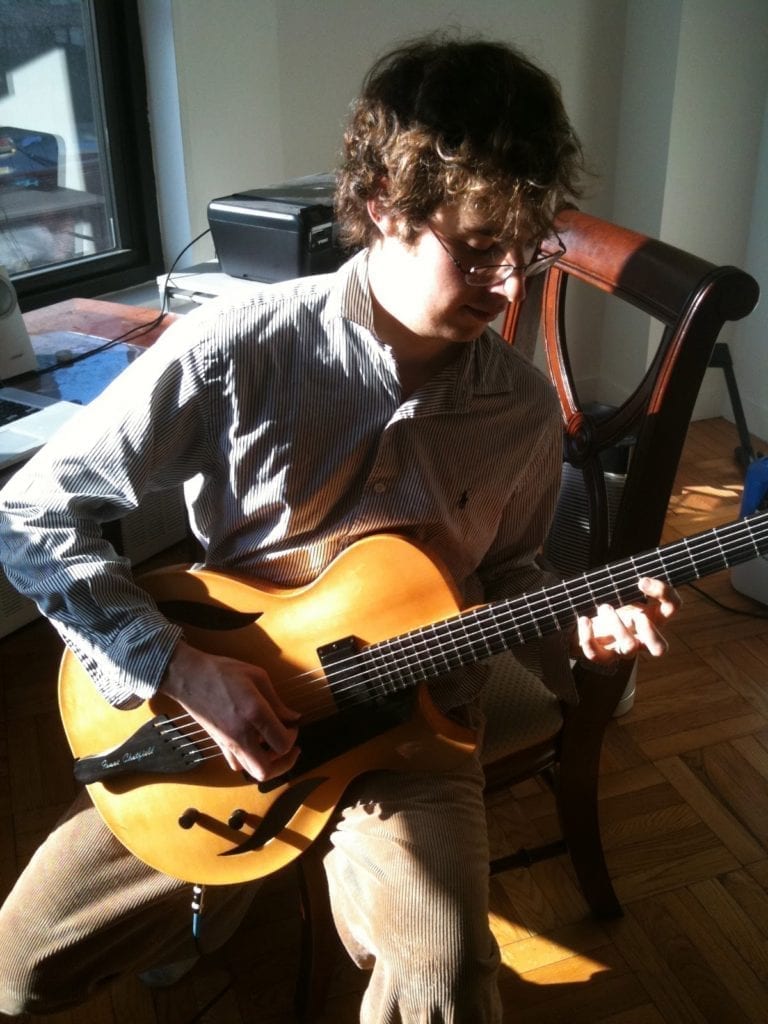 NYC jazz guitarist and composer, Benedetto Player Isaac Chatfield with his custom Bambino Elite. (Courtesy Isaac Chatfield)