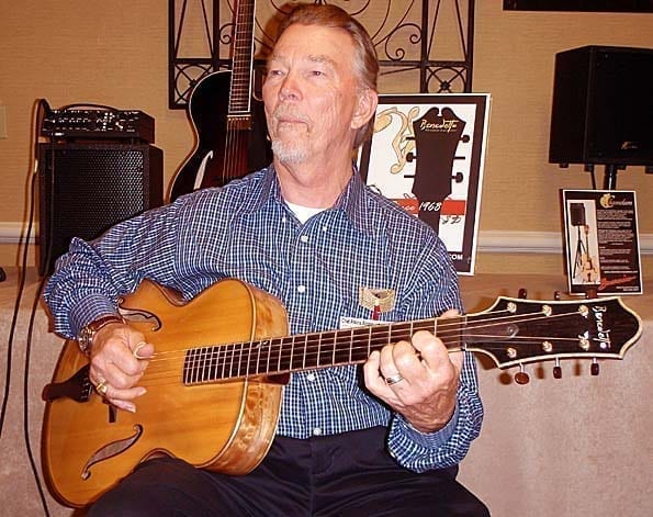 Guitarist Dwight Spencer plays our Big Leaf Maple Sinfonietta (Serial #S1620GP) at the 2012 Chet Atkins Appreciation Society in Nashville last week. (Courtesy Dwight Spencer)