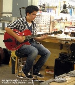 Andreas Varady with his Bambino Deluxe at Benedetto Guitars Savannah GA 9-26-12