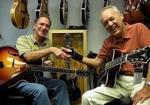 Bob Benedetto and Joe Negri at Benedetto Guitars in Savannah Oct 2009
