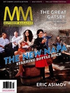 The cover of Napa Valley's Mutineer Magazine Summer 2013 issue features Tristan Prettyman sitting on a barrel of premier Miner Wine and playing a Benedetto LA VENEZIA model. (Courtesy Dave Miner)