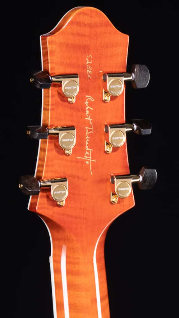 close up headstock, back