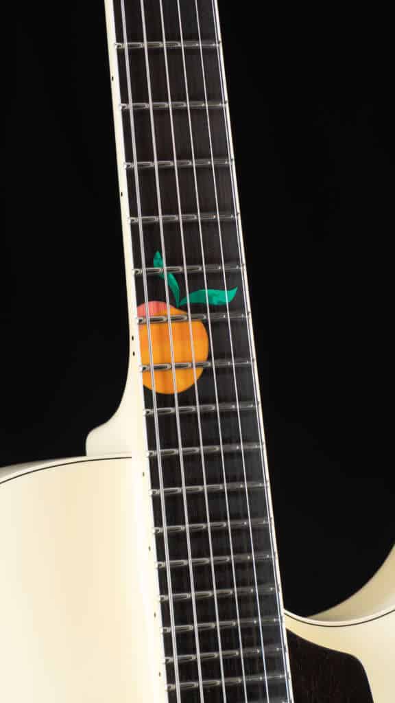 Close up, peach inlay